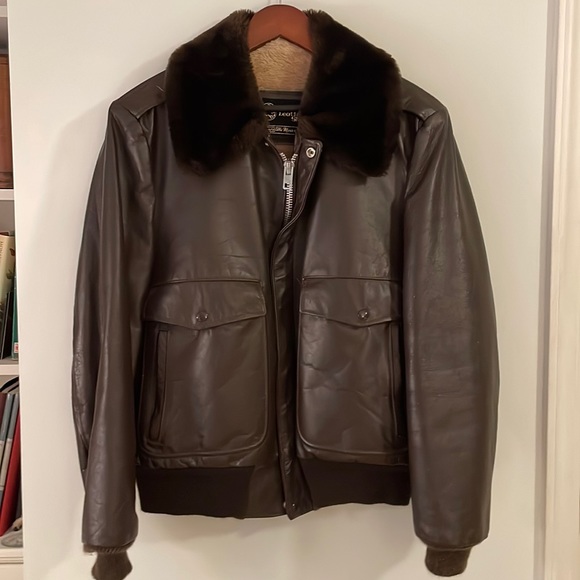Vintage Sears Men’s Brown Leather Flight Style Jacket, 40 Regular - Picture 1 of 16